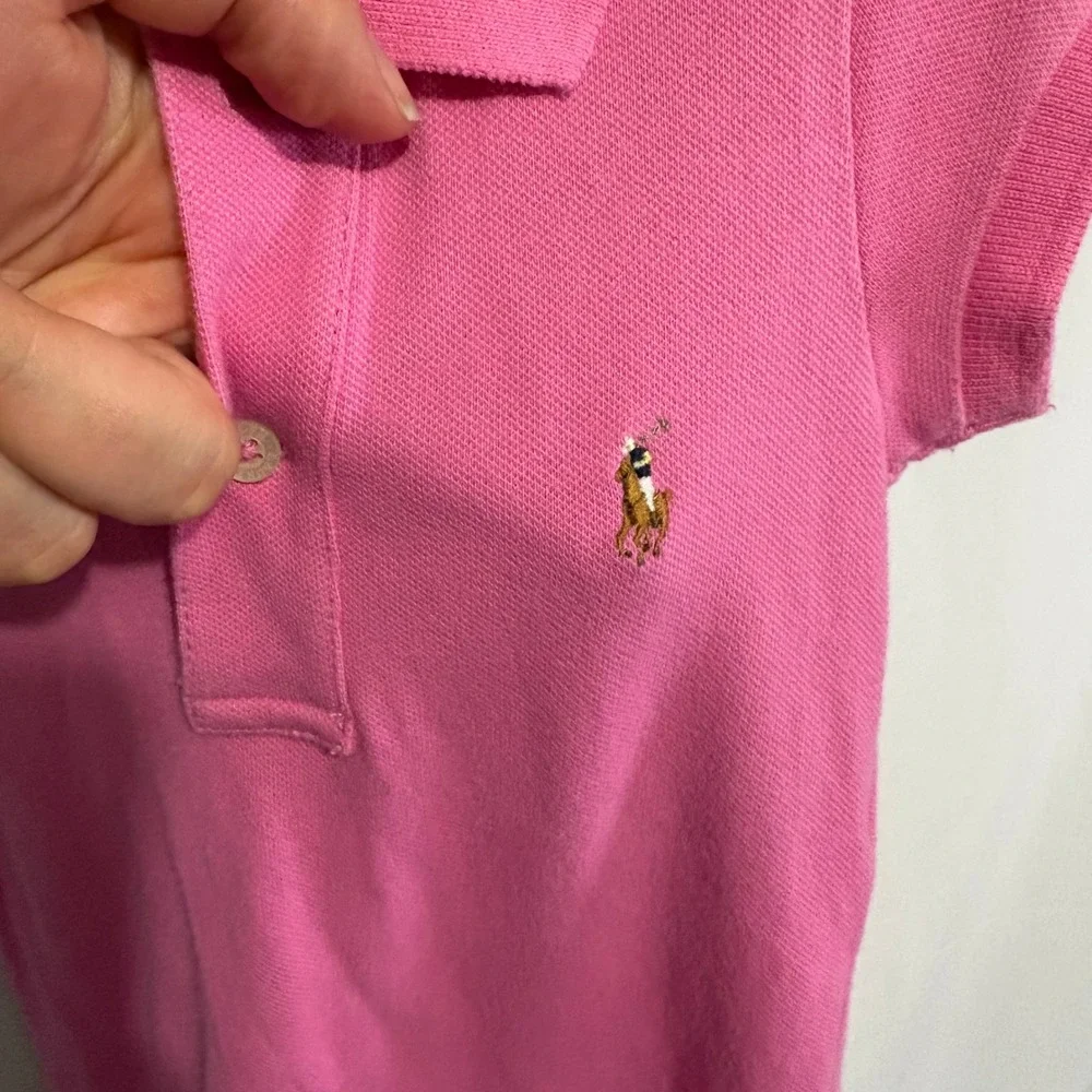 Ralph Lauren Girls Dress 2T Polo Neck Drop Waist Pink Pony Preppy Old Money